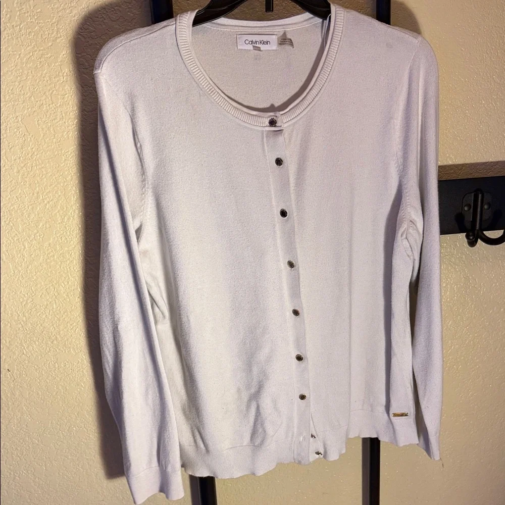 Calvin Klein Ivory Button-Up Cardigan - Picture 1 of 7